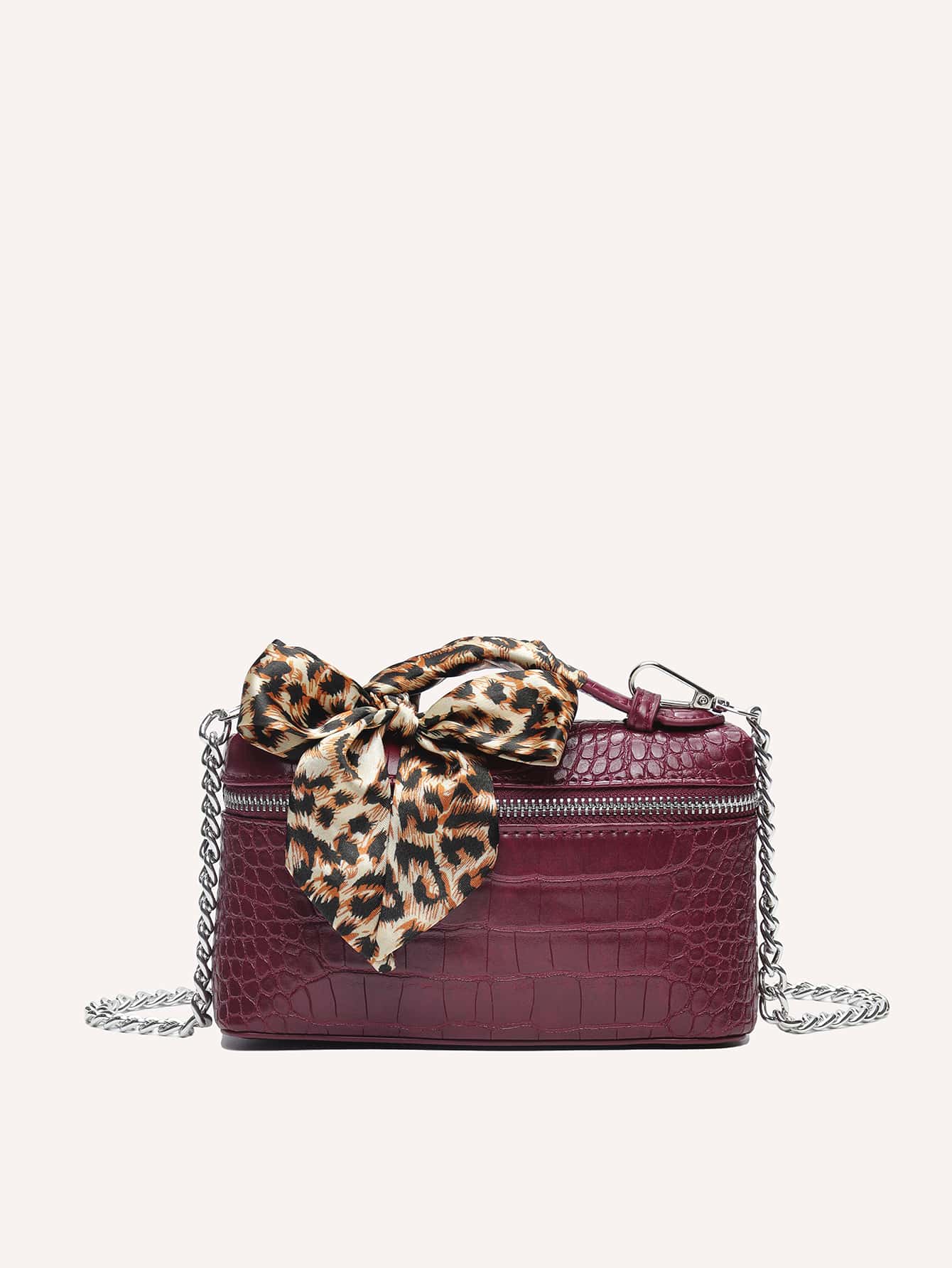 DK DKMG 1 件鳄鱼印花错位拉链 PU 时尚女士手提包和斜挎包，适合日常使用