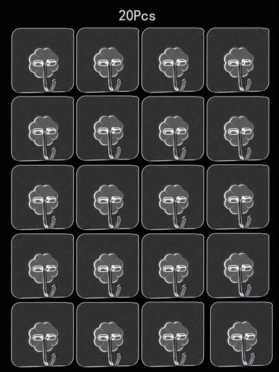 5-50pcs Self-Adhesive Wall Hooks, Damage-Free No-Drill Hanging Hooks, Strong Sticky Reusable Wall Hanger, Removable, Transparent, Waterproof, Rust-Proof, Suitable For Clothes, Hats, Shoes, Accessories, Kitchen Utensils, Bags, Kitchen, Bathroom, Living Room, Bedroom, Wall Mount