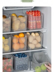 6pcs Refrigerator Storage Boxes, Food Storage Containers, Suitable For Freezer, Refrigerator, Kitchen Cabinet, Food Pantry Organization, For Kitchen, Bathroom, Bedroom Use, Transparent Design
