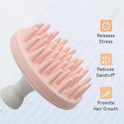 1pc Soft Silicone Scalp Massager Brush, Promotes Hair Growth And Removes Dandruff