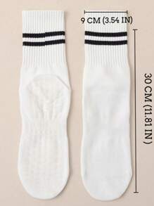 1 par de meias femininas antiderrapantes, meias profissionais antiderrapantes para ioga, pilates, fitness, ginástica, absorventes de umidade, respiráveis, adequadas para uso diário, meias até a panturrilha - Branco - Ver 4