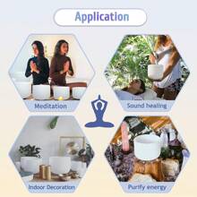 8 英寸纯白水晶唱钵，包括羊皮槌橡胶圈，用于声音疗愈冥想 - 有多种色调可供选择 - 白色 - 查看 9