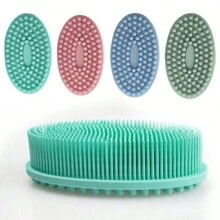 1pc Silicone Cleaning Brush For Shower, Silicone Shampoo Shower Brush, Household Adult Double-Sided Rubbing Bath Brush, Massage Bath Brush, Bathroom Cleaning Tools