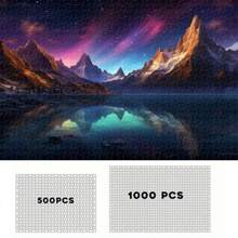 Puzzle de 500/1000 piezas con paisaje fantástico y vista nocturna - Montañas que brillan de manera onírica, un desafío de alta dificultad para entusiastas de los puzzles, una opción de regalo perfecta para cumpleaños, fiestas y decoración del hogar - multicolor - Ver 8