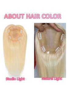 613 Blonde Human Hair Toppers For Women 150% Density Silk Base Clip In 14 * 16cm Hair Topper Real Human Hair For Women With Thinning Hair Cover Grey Hair Root