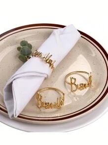6pcs, Napkin Rings, Used For The Eid Al Fitr In Mubarak, Perfect For Decorating Your Dining Table During The Muslim Islamic Month Of Ramadan, And Also Perfect As A Housewarming Gift. Letter Decoration Napkin Ring, Decorative Napkin Ring, Dinner Napkin Ring Are Used For Wedding Decoration, Ceremony, Napkin Ring, Table Decoration Buckle, Wedding, Dinner, Party Decoration - Multicolor - View 2