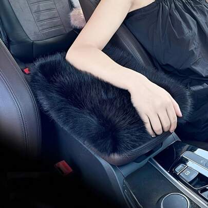 XL 毛绒通用汽车扶手垫 - 舒适旅行的必备品，柔软温暖的涤纶控制台垫，适合所有季节的汽车扶手