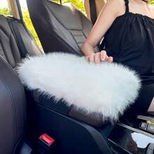XL 毛绒通用汽车扶手垫 - 舒适旅行的必备品，柔软温暖的涤纶控制台垫，适合所有季节的汽车扶手