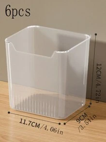 6pcs Refrigerator Storage Boxes, Food Storage Containers, Suitable For Freezer, Refrigerator, Kitchen Cabinet, Food Pantry Organization, For Kitchen, Bathroom, Bedroom Use, Transparent Design