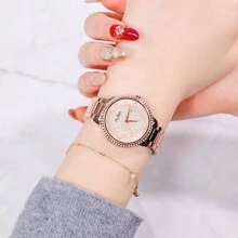 Seiko Jinggong Alba Lady Quartz Watch, Decorated With Diamonds, In A Casual And Simple Style, For Summer, With A Crystal Glass Dial, 50 Meters Water Resistance, With A Fashionable Design. New Year's Eve Christmas Gift For Christmas. - Silver - View 4