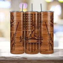 20oz Deer Hunting 3D Print Insulated Skinny Tumbler With Straw And Lid | 304 Stainless Steel Travel Coffee Cup | Festival Gift For Men And Women | Age 14+ | Durable Outdoor Canteen Back To School