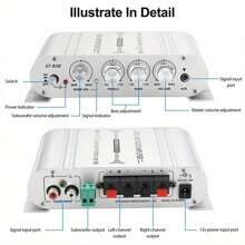 12V 400 Watt 2.1Channel Car Audio Stereo Amplifier Speaker Power Class A / B Amp