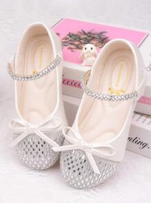 Princess Shoes For Girls, Toddlers Crystal Decor Shoes, Children Party Soft Flat Shoes