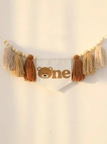 1 Peça Guirlanda Floral com Borla estilo Boho, tema Ursinho de Pelúcia, feita à mão, adequada para decoração de festa de aniversário, decoração de casa, decoração de cadeira