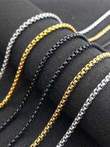Stainless Steel 60 Cm Length Box Chain Necklace For Women Men Gold Silver Color Classical Rope Link Choker - Necklace - View 7