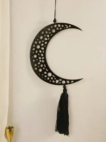 1pc Wooden Hollow Moon & Star Lantern - Hanging Decor, Wooden Ornament, Suitable For Room Decor, Home Decor, Kitchen Decor, Wedding Decor, Dining Table Centerpiece, Office Decor, Garden Decor, Outdoor Decor, Home Decoration, Wall Decor - Black - View 8