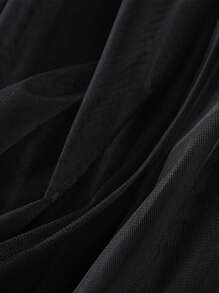 Womens Tulle Long Skirts Elastic High Waist Ruffle Hem Tutu Skirts Fluffy A-Line Midi Skirts