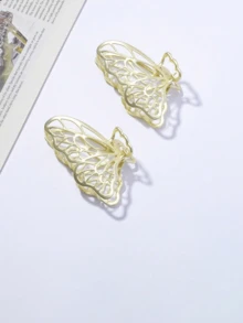 金属蝴蝶发夹，爪夹，适合优雅发髻，简约发饰，合金发夹 - 多色 - 查看 4