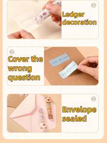 1 套 2 合 1 Capybara 修正带 + 圆点胶带，颜色和款式随机，方便学生涂鸦，包括 5mm X 4m 透明修正膜胶带和 5mm X 3m 钻石圆点胶带 - 彩色 - 查看 7