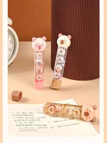 1 套 2 合 1 Capybara 修正带 + 圆点胶带，颜色和款式随机，方便学生涂鸦，包括 5mm X 4m 透明修正膜胶带和 5mm X 3m 钻石圆点胶带 - 彩色 - 查看 6