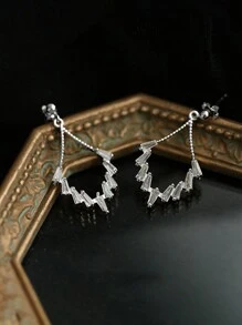GAGAFEEL Một cặp khuyên tai rỗng bằng bạc Sterling S925 cổ điển đơn giản thanh lịch lấp lánh Zirconia cho phụ nữ thời trang sang trọng quà tặng trang sức cuộc sống hàng ngày - Bạc - Xem 10