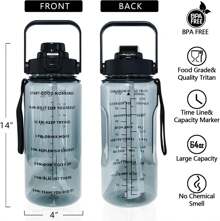 Xidingyue Goth Moon Half Gallon Water Bottle With Sleeve - Flip Top Water Bottle 64 OZ - With Time Marker Leakproof Water Jug - Motivational Water Bottle For Halloween Spooky Gifts For Women