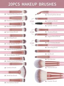 MAANGE 26pcs Professional Soft Makeup Brush Tool Set, Includes 20pcs Makeup Brush Set & 3 Dry Air Cushion Puffs &3 Mini Finger Air Cushions Makeup Tool Set Travel Portable - Hồng - Xem 9