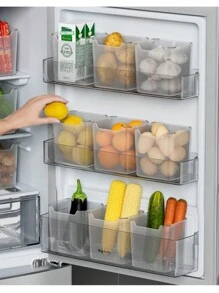 6pcs Refrigerator Storage Boxes, Food Storage Containers, Suitable For Freezer, Refrigerator, Kitchen Cabinet, Food Pantry Organization, For Kitchen, Bathroom, Bedroom Use, Transparent Design