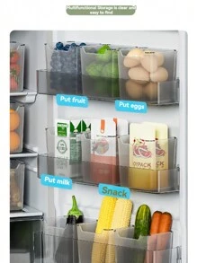 6pcs Refrigerator Storage Boxes, Food Storage Containers, Suitable For Freezer, Refrigerator, Kitchen Cabinet, Food Pantry Organization, For Kitchen, Bathroom, Bedroom Use, Transparent Design