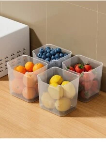 6pcs Refrigerator Storage Boxes, Food Storage Containers, Suitable For Freezer, Refrigerator, Kitchen Cabinet, Food Pantry Organization, For Kitchen, Bathroom, Bedroom Use, Transparent Design