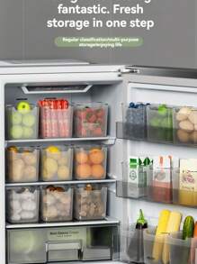 6pcs Refrigerator Storage Boxes, Food Storage Containers, Suitable For Freezer, Refrigerator, Kitchen Cabinet, Food Pantry Organization, For Kitchen, Bathroom, Bedroom Use, Transparent Design