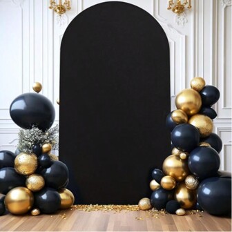 7.2ft Black Arch Backdrop Cover - Spandex Fitted Wedding Arch Frame Cover, Dome Arch Backdrop Suitable For Birthday Party, Banquet Photo Background Decor (Cover Only, Frame Not Included)