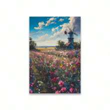 1PC Mediterranean Posters Coastal Balcony View Travel Print Santorini Church Art Print Greek Island Landscape Canvas Painting Wall Arts Decor No Frame Gifts Birthday Graduation