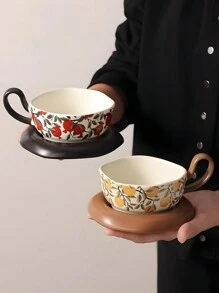 High-End Retro-Style Ceramic Coffee Cup And Saucer Set, Suitable For Home, Office, Cafe, Gatherings, And Events