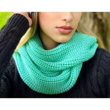 Knitted Collar Scarf Double Wrap Soft Wool Winter Fashion - Mint Green - View 1