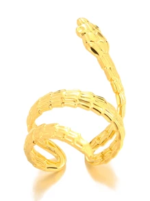 1 st. Gouden Kleur Roestvrijstalen Slangenringen Voor Vrouwen Mannen Open Verstelbare Ring Vintage Gotische Punk Feest Esthetische Sieraden