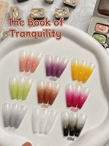 9 Colors The Book Of Transquility Patting Glue Smudge Canned High Saturation Popular Semi-Solid Nail Polish Glue Nail Salon Special - Nhiều màu - Xem 4