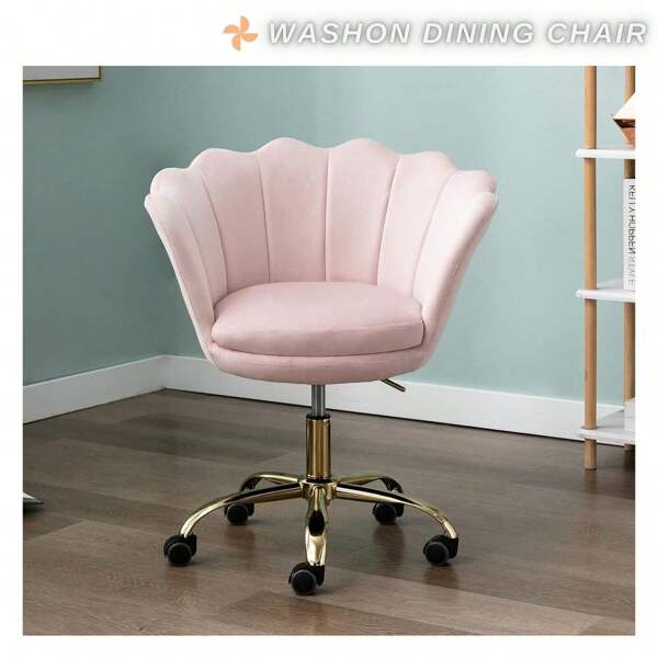 WAHSON OFFICE CHAIRS 1 peça cadeira de escritório giratória de veludo wahson com altura ajustável cadeira de escritório para quarto/penteadeira (branca)