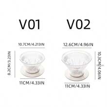 便携式V型60毫升树脂滤杯，型号V01/V02，黑色、白色、银色可选，专业家用咖啡滴滤器，咖啡师工具，适用于家庭、户外、旅行，采用树脂和硅胶材质，V01容量280毫升，适合1-2人使用，V02容量400毫升，适合1-4人使用，咖啡滴滤头，可重复使用的咖啡滤网，手动咖啡滤杯，V型滤杯，家用咖啡滤杯，滤网滴滤头，手动咖啡机 - 彩色 - 查看 6