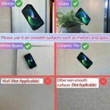 2 pièces Support de téléphone en silicone avec 24 ventouses, double-face, compatible pour la douche et le montage mural, pour le maquillage, le fitness, la salle de bain, la voiture et la cuisine