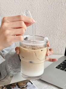1pc Summer Energizer Glass Set With Lid And Straw - Suitable For Coffee, Water, Milk, Etc! Cups With Lids Drinking Glasses Glasses Drinking Set Glass Drinking Glasses Water Glasses Glassware Drinking Glasses Glassware Glass Cups Glassware Sets Glass Cups Set Glass Cup Cups Cup Coffee Cups Coffee Cup Drinking Cups Glass Milk Bottle Back To School