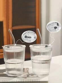 1pc Summer Energizer Glass Set With Lid And Straw - Suitable For Coffee, Water, Milk, Etc! Cups With Lids Drinking Glasses Glasses Drinking Set Glass Drinking Glasses Water Glasses Glassware Drinking Glasses Glassware Glass Cups Glassware Sets Glass Cups Set Glass Cup Cups Cup Coffee Cups Coffee Cup Drinking Cups Glass Milk Bottle Back To School