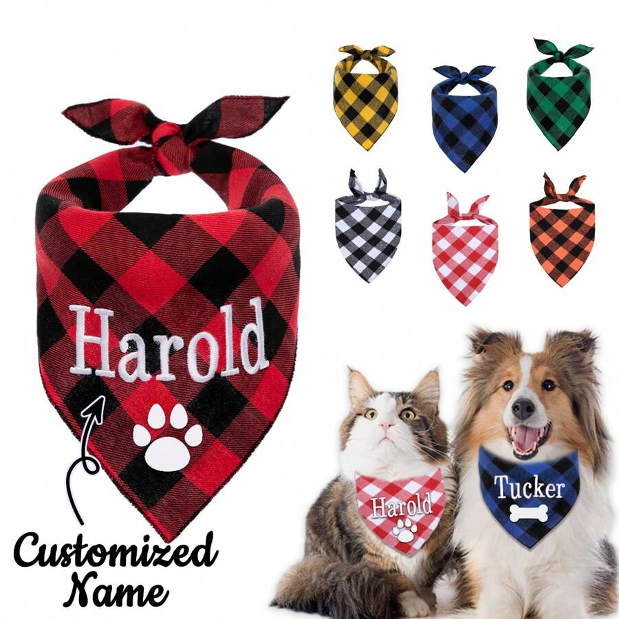1PC spersonalizowana chustka dla psa haftowana nazwa niestandardowa chusta na szyję szalik dla psa trójkątne śliniaki chustka akcesoria do kostiumów dla zwierząt domowych dla małych średnich dużych psów kotów zwierząt domowych prezent urodzinowy