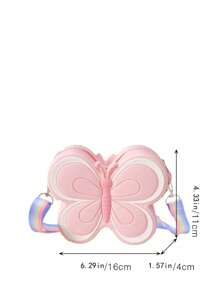 1pc Butterfly Silicone Zipper Mini Crossbody Shoulder Bag Suitable For All Season Daily Use Pink