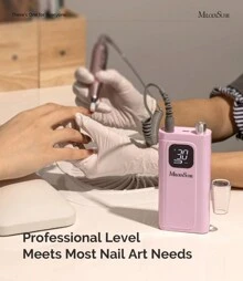 Professional Nail Drill Kit, 30000RPM Cordless Electric Nail File With LCD Display, Rechargeable 4000mAh Battery Nail Efile For Acrylic & Gel Nails, Manicure Pedicure, Salon & Home Use - 粉色 - 查看 2
