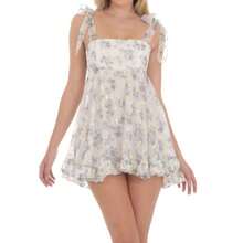 Vestido corto sin mangas para mujer, informal, de verano, con estampado de rayas y flores, sin espalda, estilo línea A, para fiesta, para playa, ropa de calle