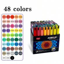 60 Colors Acrylic Marker Pens Set, Dual Tip Broad/Fine Point, Water-Based Paint, For Art, Painting, Ceramic, Graffiti