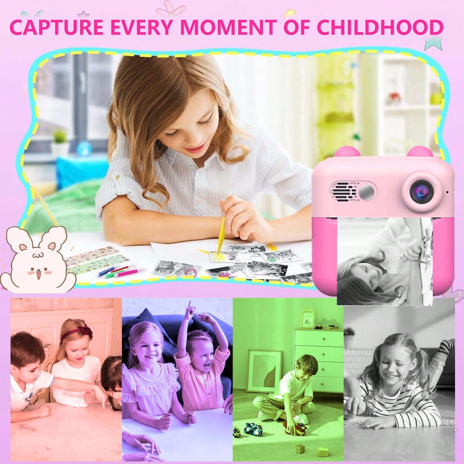 Kids Camera Instant Print Photo 2.4-Inch HD Screen, Camera For Kids ...