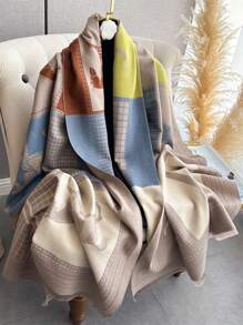 قطعة واحدة من الوشاح/الطرحة النسائية المصنوعة من لمسة كشمير مزيف ذو نسيج الجاكارد ذو الحشوة السميكة والدافئة للاستخدام اليومي متعددة الاستخدامات