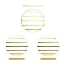 Futchoy 5-Etagen Runde Nagellack Wandhalterung Nagelsalon Lagerung Rack Display Stand - Gold - Übersicht 5